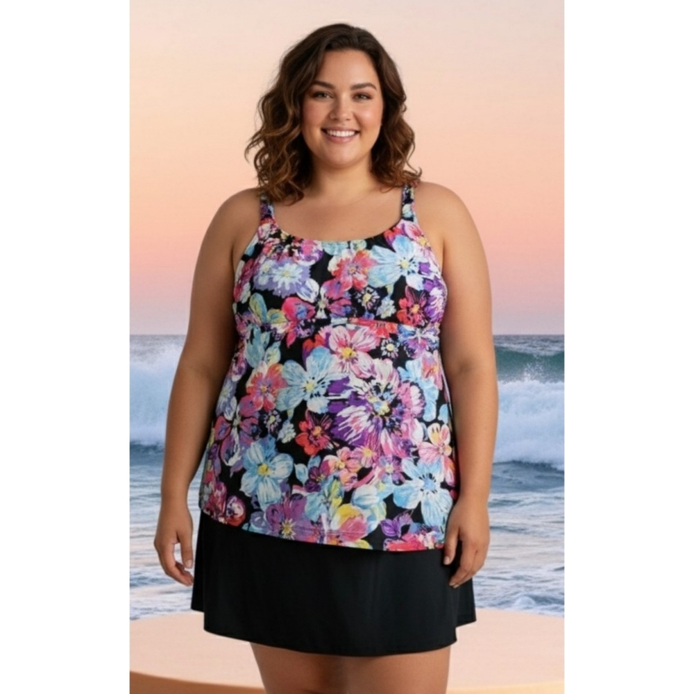 Azul Side Cinch Tie Floral  Swim dress Size 20W